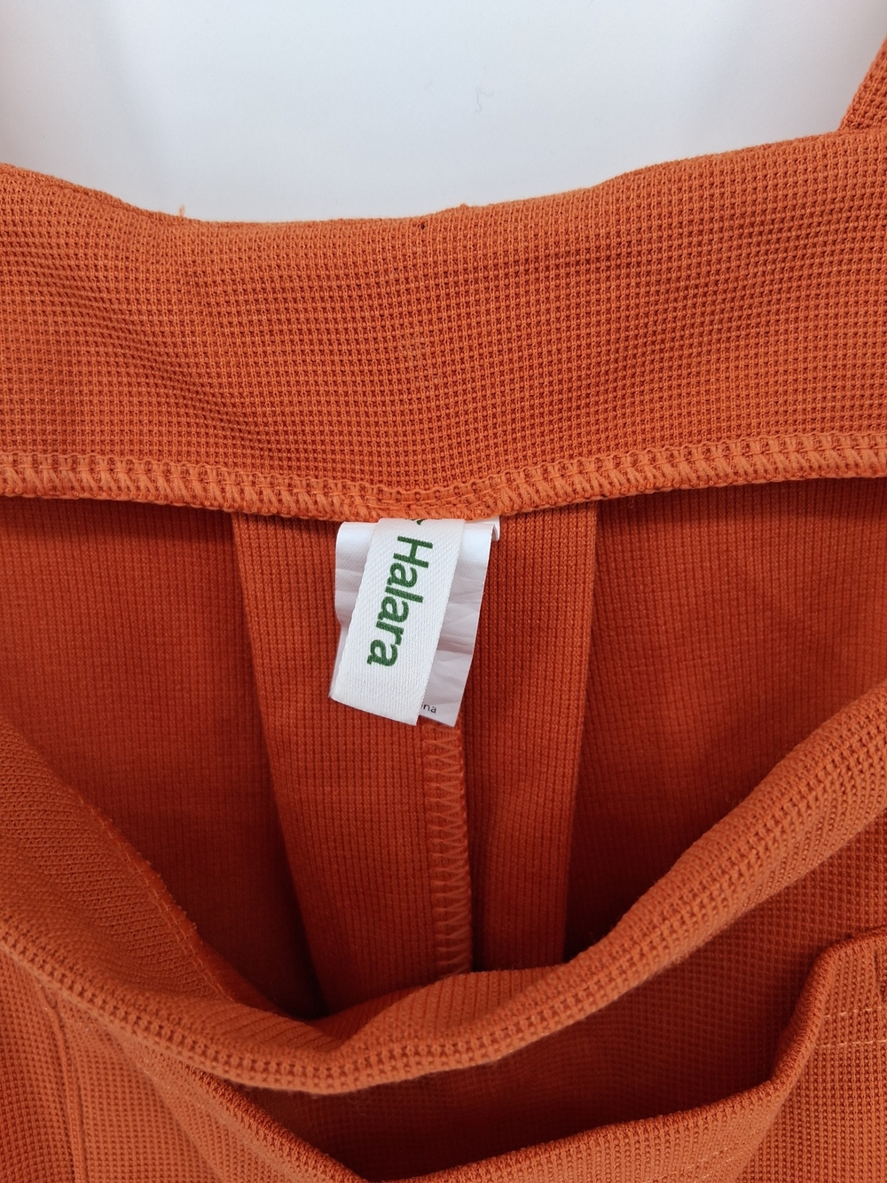 HALARA Rust Orange Pinafore Romper with Front Pocket and Adjustable Straps - Picture 3 of 6